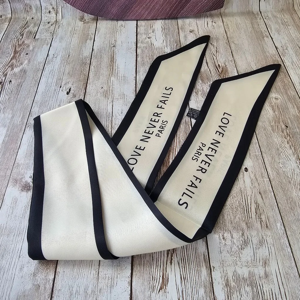 Women's twilly Scarf, Off-White & Black